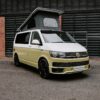 Front view of Spartan T6.1 LWB Campervan in Candy White and Military Green