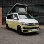 Front view of Spartan T6.1 LWB Campervan in Candy White and Military Green