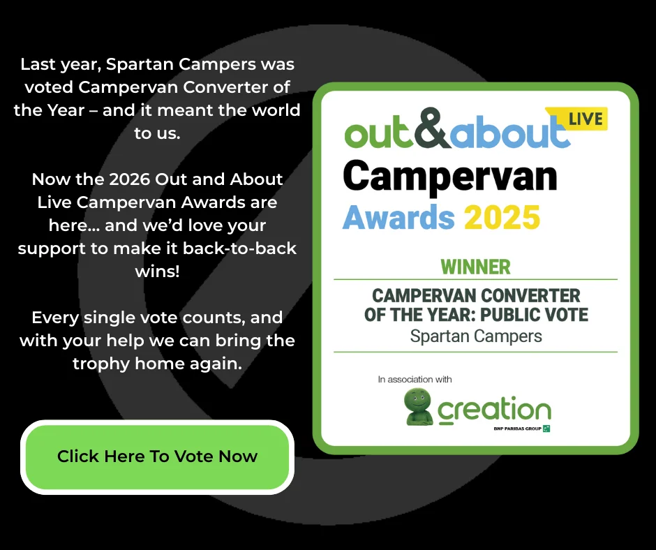 Spartan campers out & about live awards winners 2025. Vote now to help us win again for 2026