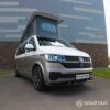 Squirrel Grey VW T6 SWB campervan showing the The Money Shot - Front 3/4 from Driver Side