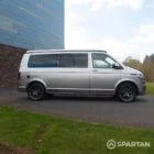 Squirrel Grey VW T6 SWB campervan showing the driver side on poptop down
