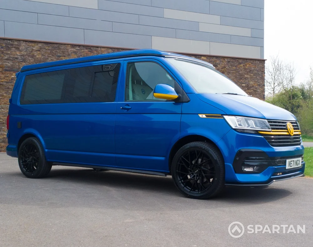 VW T6.1 Campervan - front driver quarter with poptop down