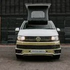 Front view of VW T6 Spartan Campervan with poptop up