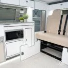 Spacious underbed storage compartment in Spartan campervan, expertly designed for maximum functionality and neat organisation