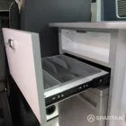Spartan campervan interior kitchen with premium white gloss units GF70VWR