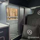 Wardrobe with white and storm cloud grey finish in VW T6.1 LWB campervan