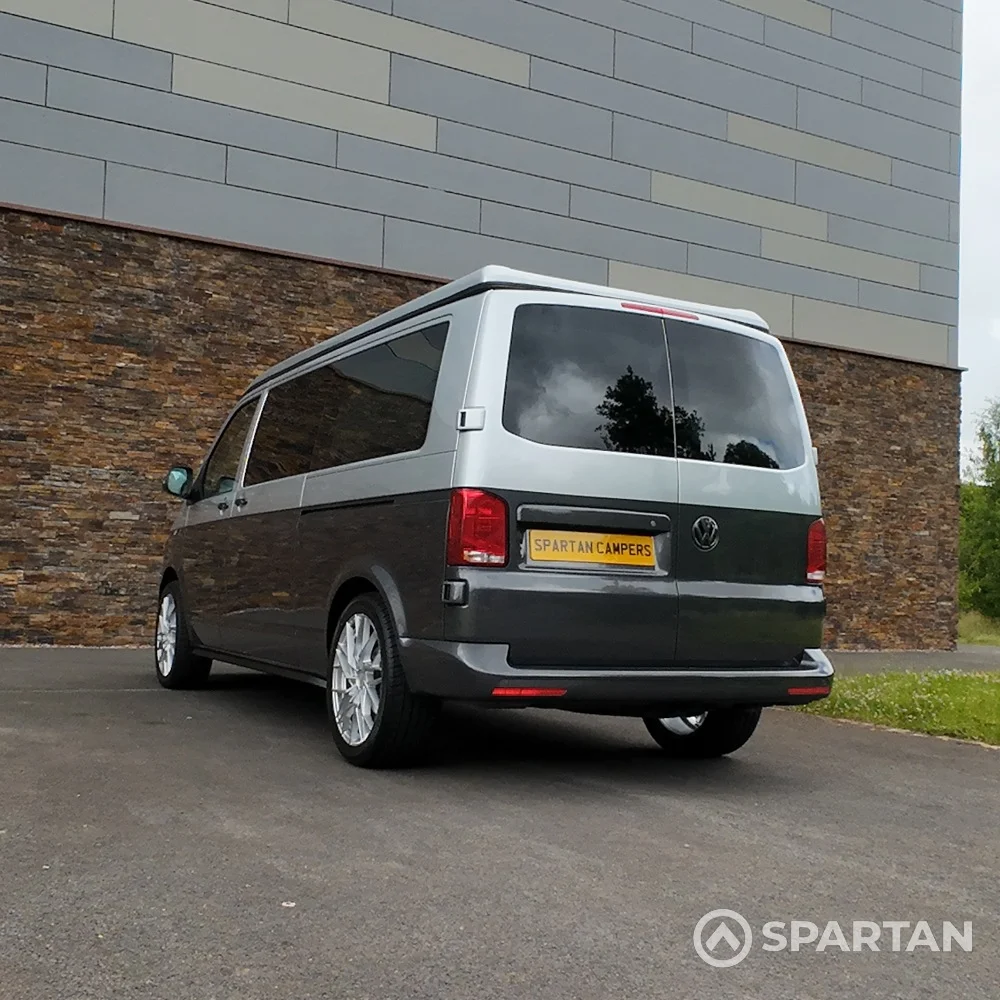 Spartan VW T6.1 campervan rear passenger quarter view pop-top down GK21SFX