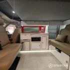 Spartan campervan kitchen with premium white gloss and poppy red splashback FL73HBK