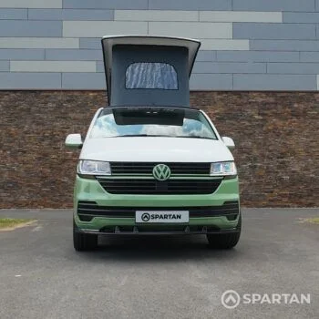 Spartan VW T6.1 LWB Campervan RV23 YEL – Front Straight On Poptop Up