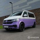 Vw T6.1 SWB Spartan campervan conversion. Front passenger quarter with pop top roof down