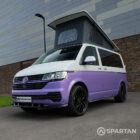 Vw T6.1 SWB Spartan campervan conversion. Front passenger quarter with pop top roof up