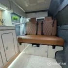 Toffee upholstered rock and roll bed in VW T6.1 Highline SWB campervan