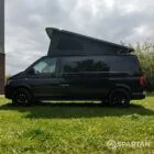 VW T6 LWB Deep Black campervan passenger side view poptop up