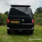 VW T6 LWB Deep Black campervan rear straight on view poptop up