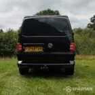 VW T6 LWB Deep Black campervan rear straight on view poptop down