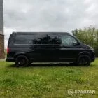 VW T6 LWB Deep Black campervan driver side view poptop down