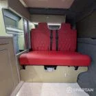 VW T6 LWB Deep Black campervan rock and roll bed with Red October upholstery