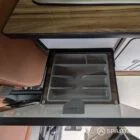 Interior kitchen view VW T6.1 Candy White & Copper Bronze campervan with Winter flooring, high gloss cabinetry and Nolche Marino worktop