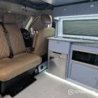 VW T6.1 Candy White & Squirrel Grey campervan SPARTAN swivel front bench seat upholstered in liquor diamond stitch