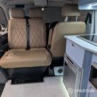 VW T6.1 Candy White & Squirrel Grey campervan SPARTAN swivel front bench seat upholstered in liquor diamond stitch