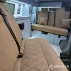 VW T6.1 Candy White & Squirrel Grey campervan SPARTAN swivel front bench seat upholstered in liquor diamond stitch