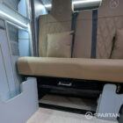 VW T6.1 Candy White & Squirrel Grey campervan rock and roll bed with liquor diamond-stitched upholstery