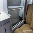 Interior wardrobe view VW T6.1 Candy White & Squirrel Grey campervan with Winter flooring and white high gloss cabinetry