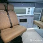 VW T6.1 Candy White & Squirrel Grey campervan SPARTAN swivel front bench seat upholstered in liquor diamond stitch