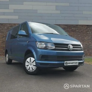 VW T6 Acapulco Blue Kombi Van front driver quarter view