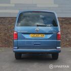 VW T6 Acapulco Blue Kombi Van rear straight view with barn doors