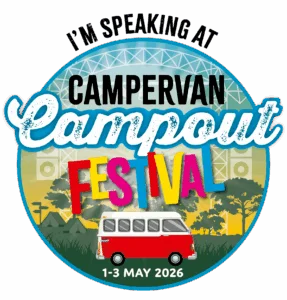 Campervan Campout Festival 2026 badge — South of England Showground, Ardingly, West Sussex — Spartan Campers Stage headline sponsor