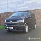 VW T6.1 Transporter campervan in gloss black with a spartan conversion from the front