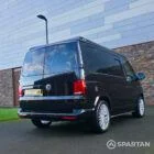 VW T6.1 Transporter campervan in gloss black with a spartan conversion from the rear