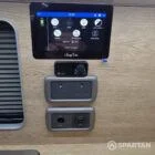 VW T7 Transporter with Spartan campervan conversion interior latte and amber oak kitchen savvy van digital display, diesel night heater, 12v and 230v electrical sockets