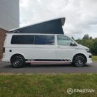 VW T6 LWB Spartan campervan in candy white with red detailing