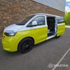 VW T7 Commerce Plus, SWB Spartan campervan conversion in Jaune Agued and Clear White. Fitted with a mobiframe bed
