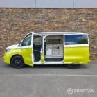 VW T7 Commerce Plus, SWB Spartan campervan conversion in Jaune Agued and Clear White. Fitted with a mobiframe bed