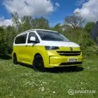 VW T7 Commerce Plus, SWB Spartan campervan conversion in Jaune Agued and Clear White. Fitted with a mobiframe bed