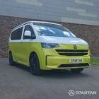 VW T7 Commerce Plus, SWB Spartan campervan conversion in Jaune Agued and Clear White. Fitted with a mobiframe bed