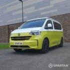 VW T7 Commerce Plus, SWB Spartan campervan conversion in Jaune Agued and Clear White. Fitted with a mobiframe bed