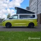 VW T7 Commerce Plus, SWB Spartan campervan conversion in Jaune Agued and Clear White. Fitted with a mobiframe bed