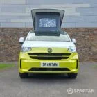 VW T7 Commerce Plus, SWB Spartan campervan conversion in Jaune Agued and Clear White. Fitted with a mobiframe bed