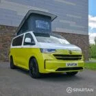 VW T7 Commerce Plus, SWB Spartan campervan conversion in Jaune Agued and Clear White. Fitted with a mobiframe bed