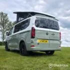 VW T7 SWB in Meadow Green rear passenger quarter, pop top up